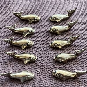 Silver Plated Vintage whale Shaped knives rest. Set of 10.